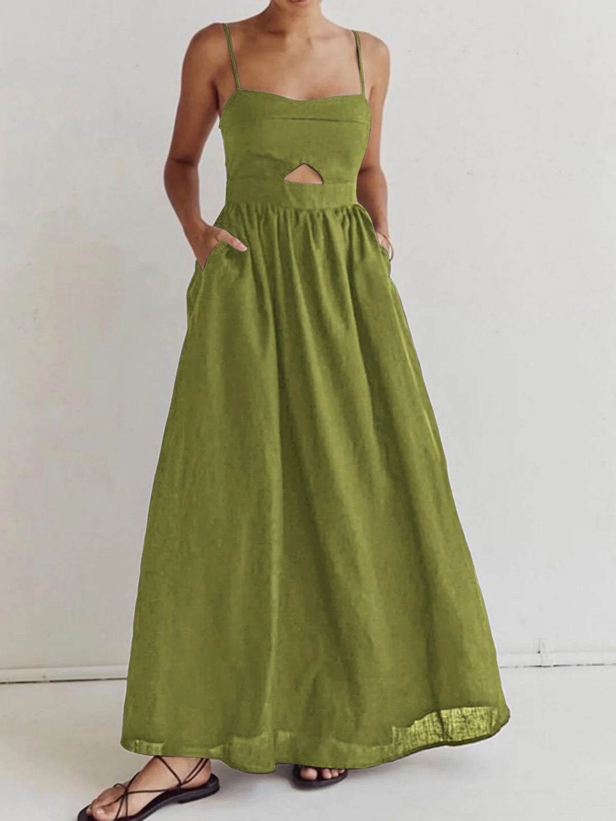 cotton-sleeveless-pockets-cutout-long-dress-3593