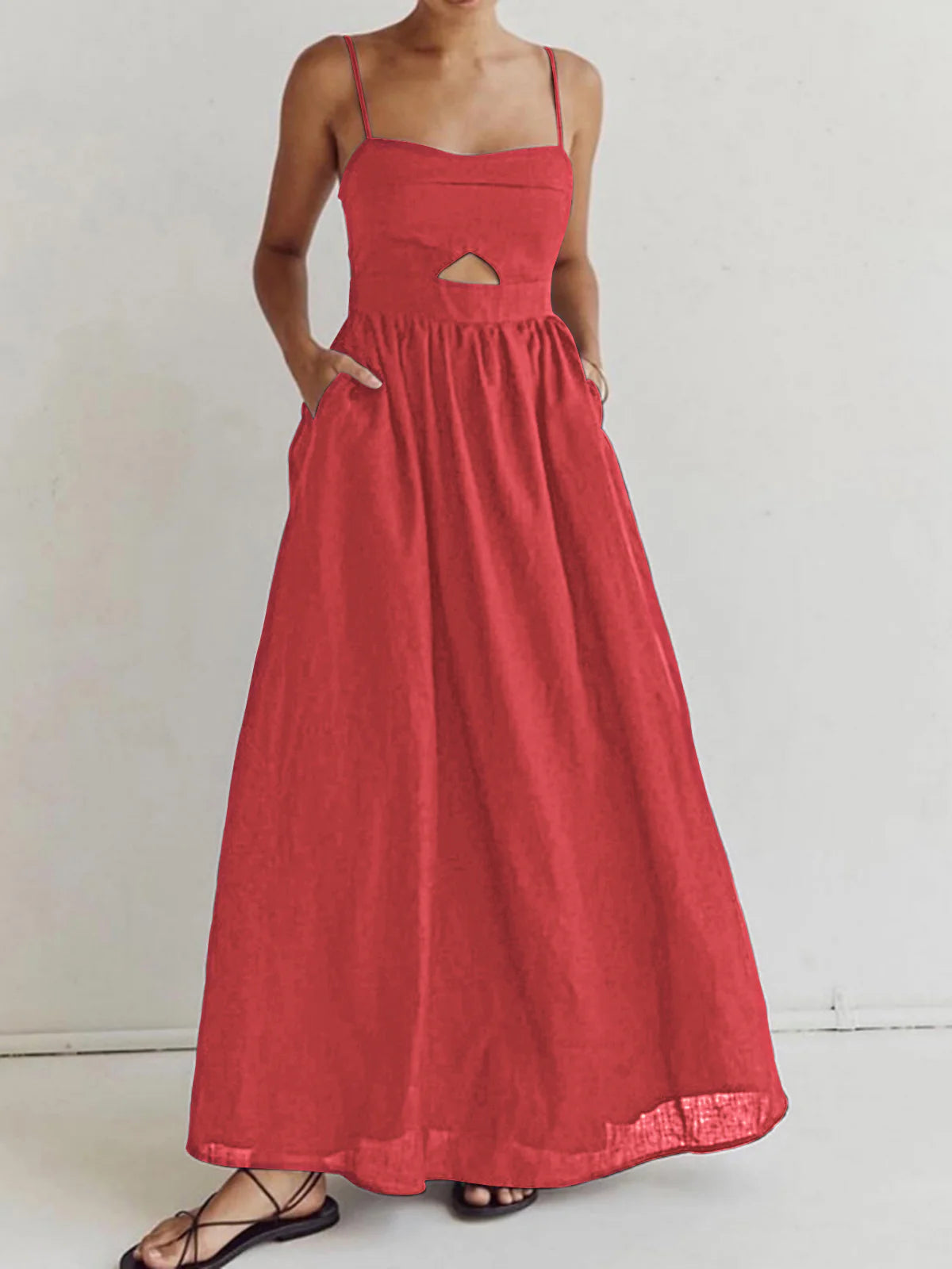 cotton-sleeveless-pockets-cutout-long-dress-3593
